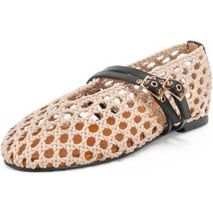 Shoboo NEW Elegant Cream and Black Women's Mary Jane Flats Size 9